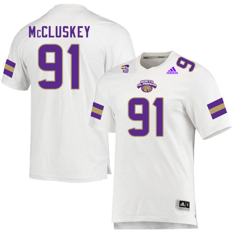 Men-Youth #91 Jake McCluskey North Alabama Lions 2023 College Football Jerseys Stitched-White